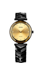 J1.296.M swiss black safira watch for women - with black strap and gold dial - all swiss made watch