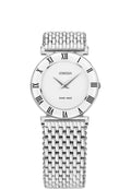 Swiss silver watch roma for ladies - with silver strap and white dial - all swiss made watch for ladies