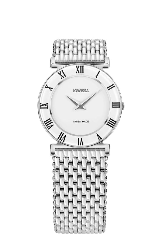 Swiss silver watch roma for ladies - with silver strap and white dial - all swiss made watch for ladies