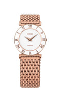 Gold watch for ladies - swiss watch for women with gold strap and white dial - all swiss made