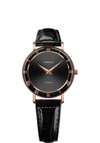 J2.309.m Black dial Womens Watch Women's Swiss made Watches Swiss Ladies Watches Brown Leather strip Rosegold Roma