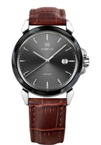 J4.243.L Lewy 3 swiss watch for men - with brown leatherstrap and black dial - all swiss made