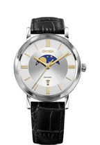 Black swiss watch for men- all swiss made with black leather strap and white dial 