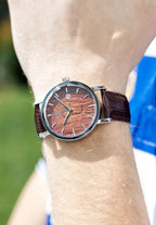 Brown swiss watch for men - watch with brown leather strap brown dial - all swiss made