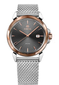 J4.468.L Lewy 3 swiss watch with silver strap and black dial with gold details in the front - all swiss made watch