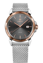 J4.468.L Lewy 3 swiss watch with silver strap and black dial with gold details in the front - all swiss made watch