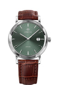 J4.568.L swiss made watch - watch made for men - has brown leather strap and green dial - mens swiss watch with green details