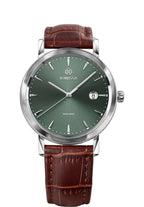 J4.568.L swiss made watch - watch made for men - has brown leather strap and green dial - mens swiss watch with green details