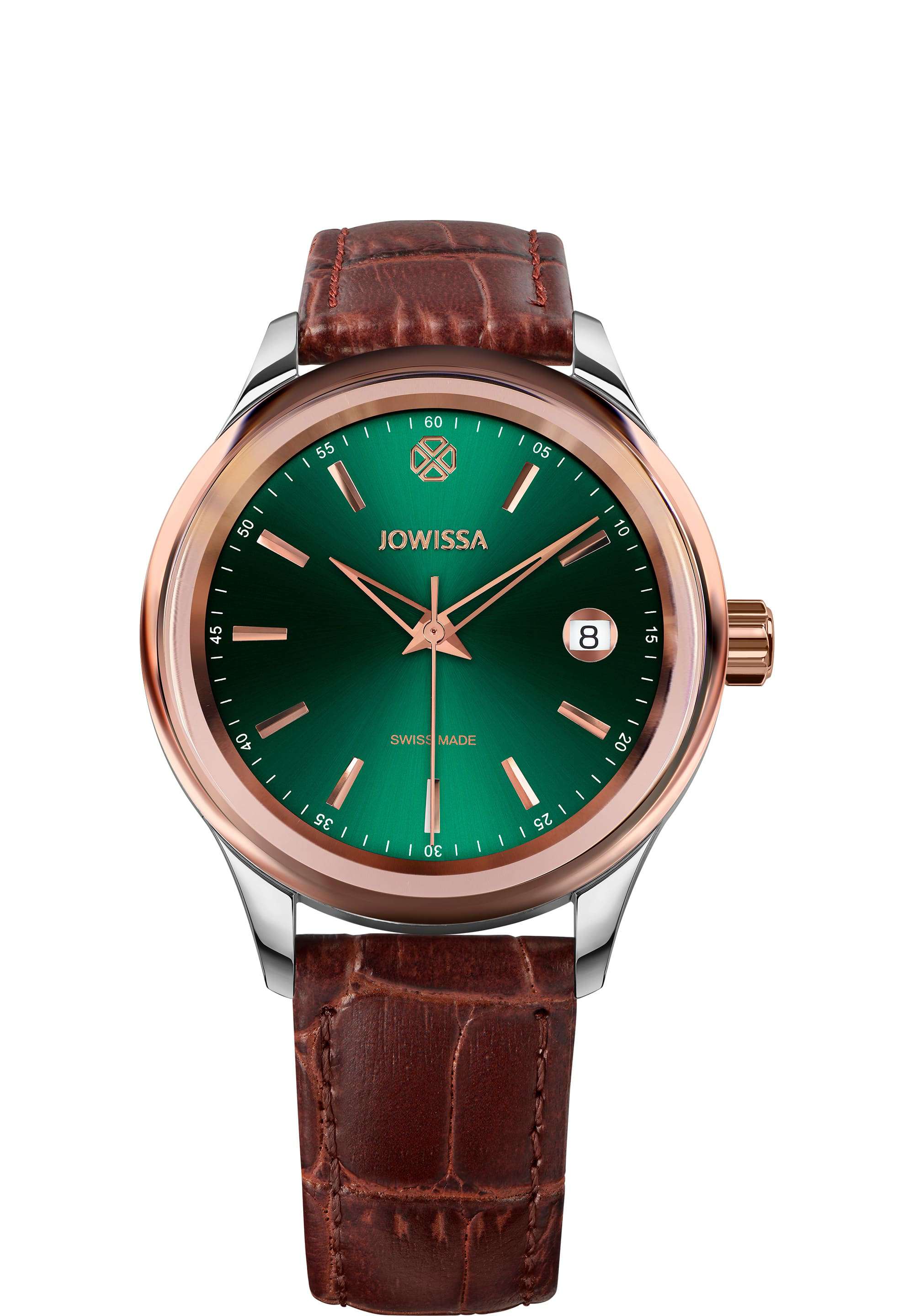 Tiro 38mm Green Sunray Dial Brown Leather Band Dress Watch Swiss Made J4.570.M