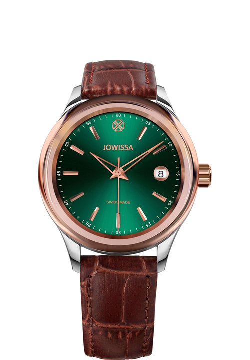 Tiro 38mm Green Sunray Dial Brown Leather Band Dress Watch  display picture 2