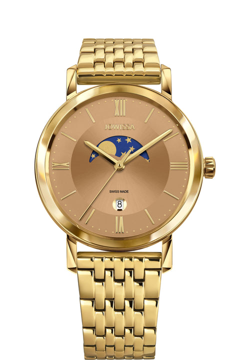 J4.582.L Schweizer Herrenuhr – mit goldenem Armband und goldenem Zifferblatt – komplett in der Schweiz gefertigt