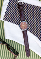 Brown swiss watch for men - watch with brown leather strap brown dial - all swiss made