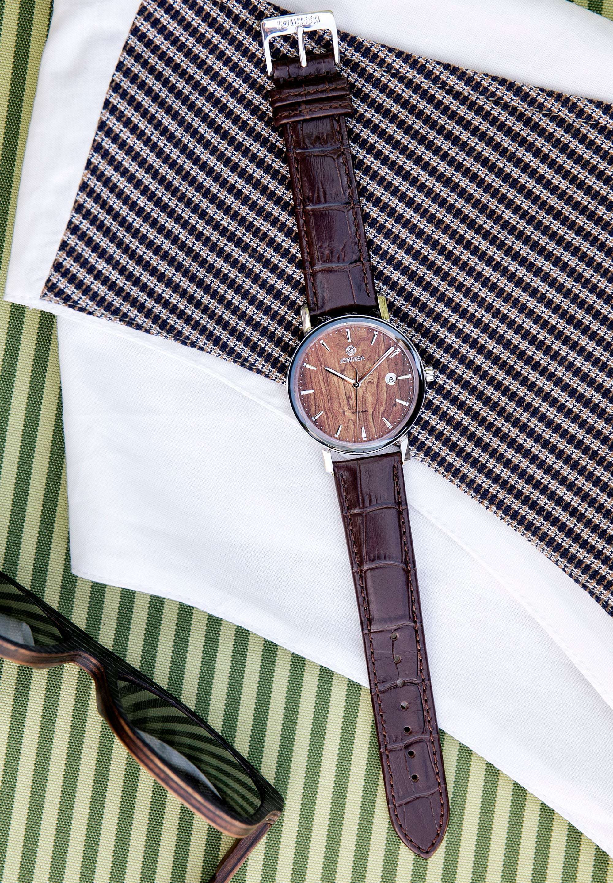 Brown swiss watch for men - watch with brown leather strap brown dial - all swiss made