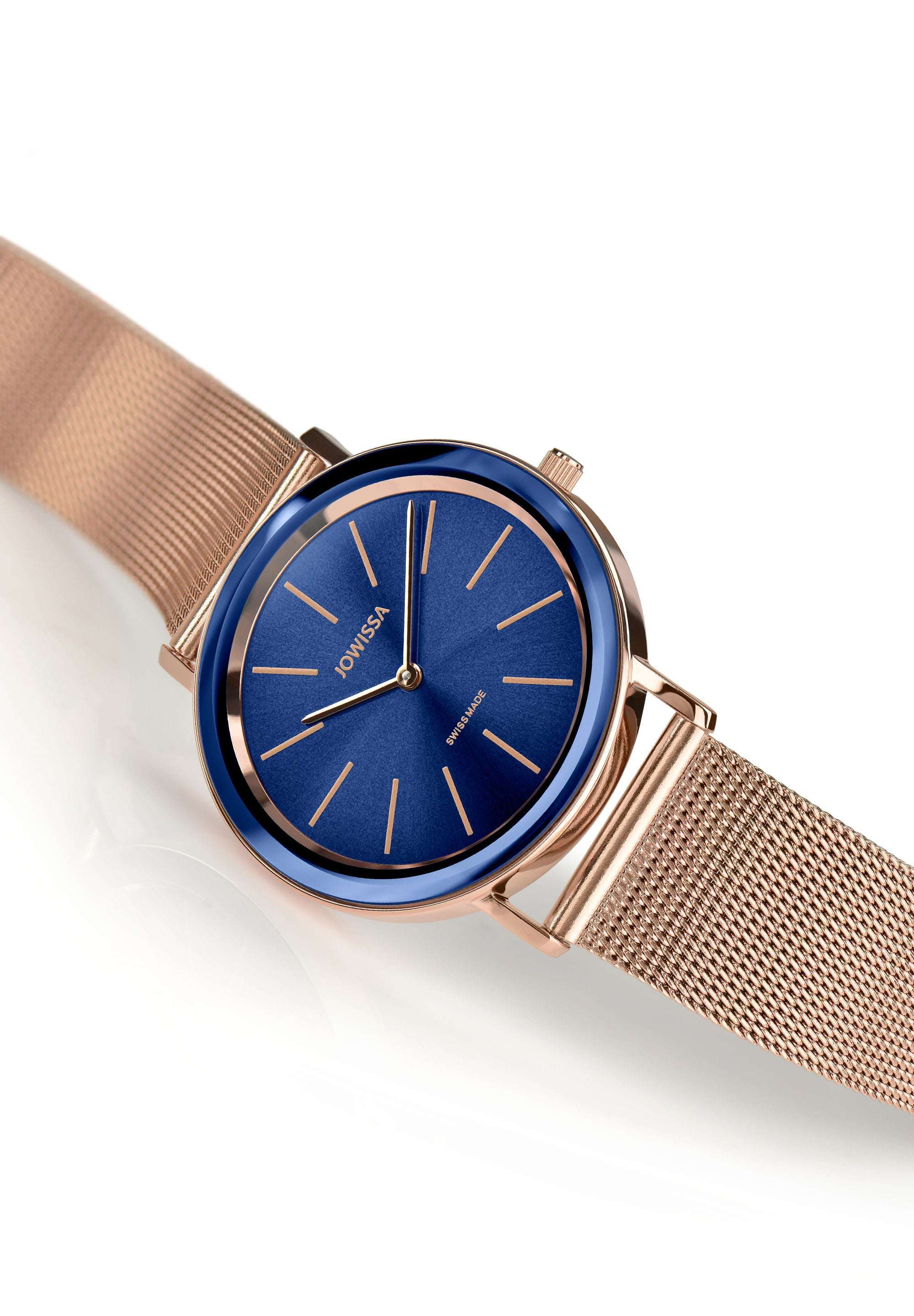 J4.398.L Blue dial Womens Watch  Women's Swiss made Watches Swiss Ladies Watches Blue Ladies Watch Rosegold Stainless Steel Mesh Strip