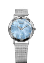Silver watch for women - has silver strap and blue dial - all swiss made watch for ladies