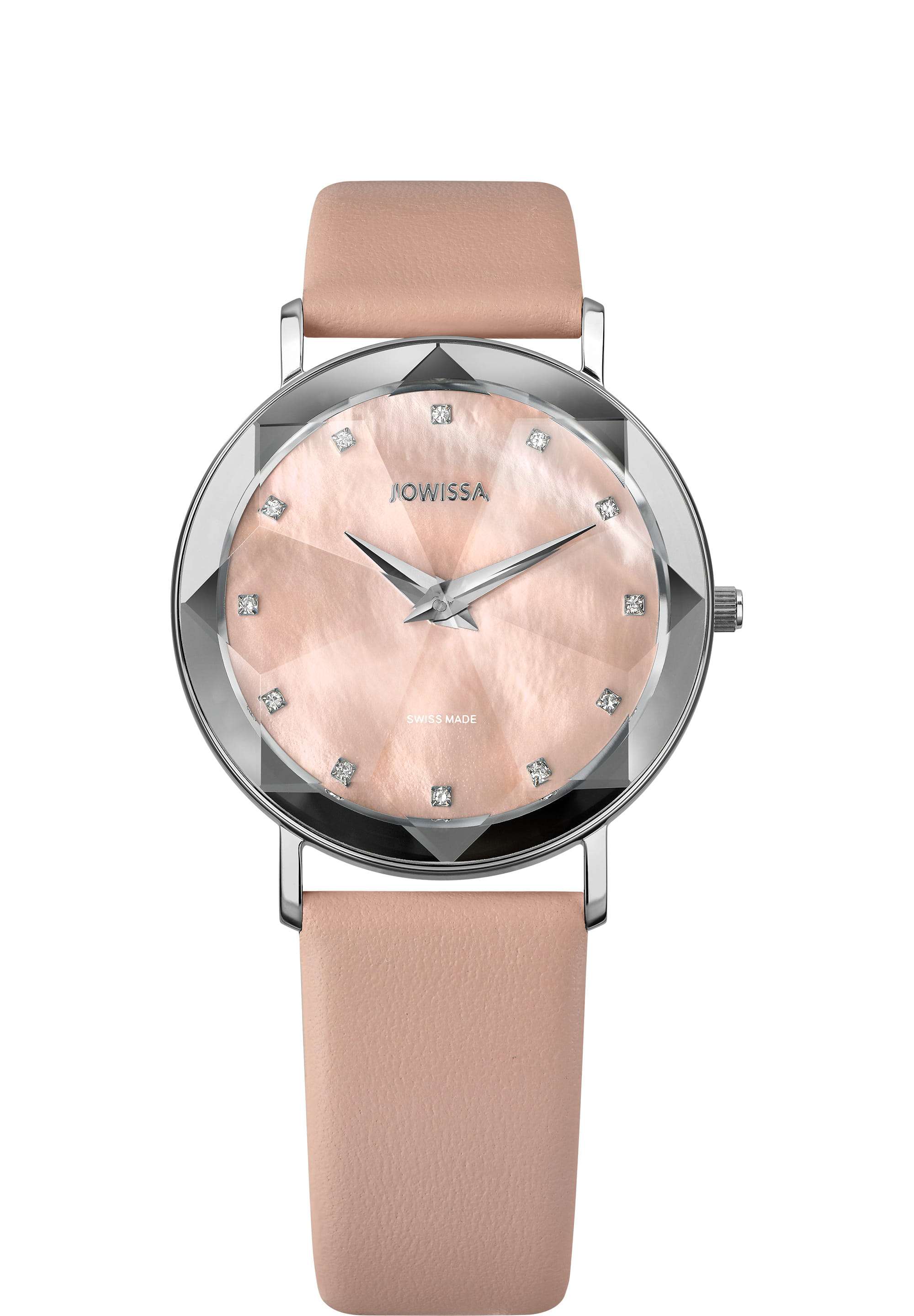 Facet jowissa watch for women - ladies swiss made watch with light pink dial and leather strap