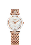 Gold swiss watch for women - has gold strap and white dial - all swiss made for ladies