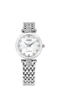 Silver swiss watch for ladies - all swiss made watch with silver strap and white dial 
