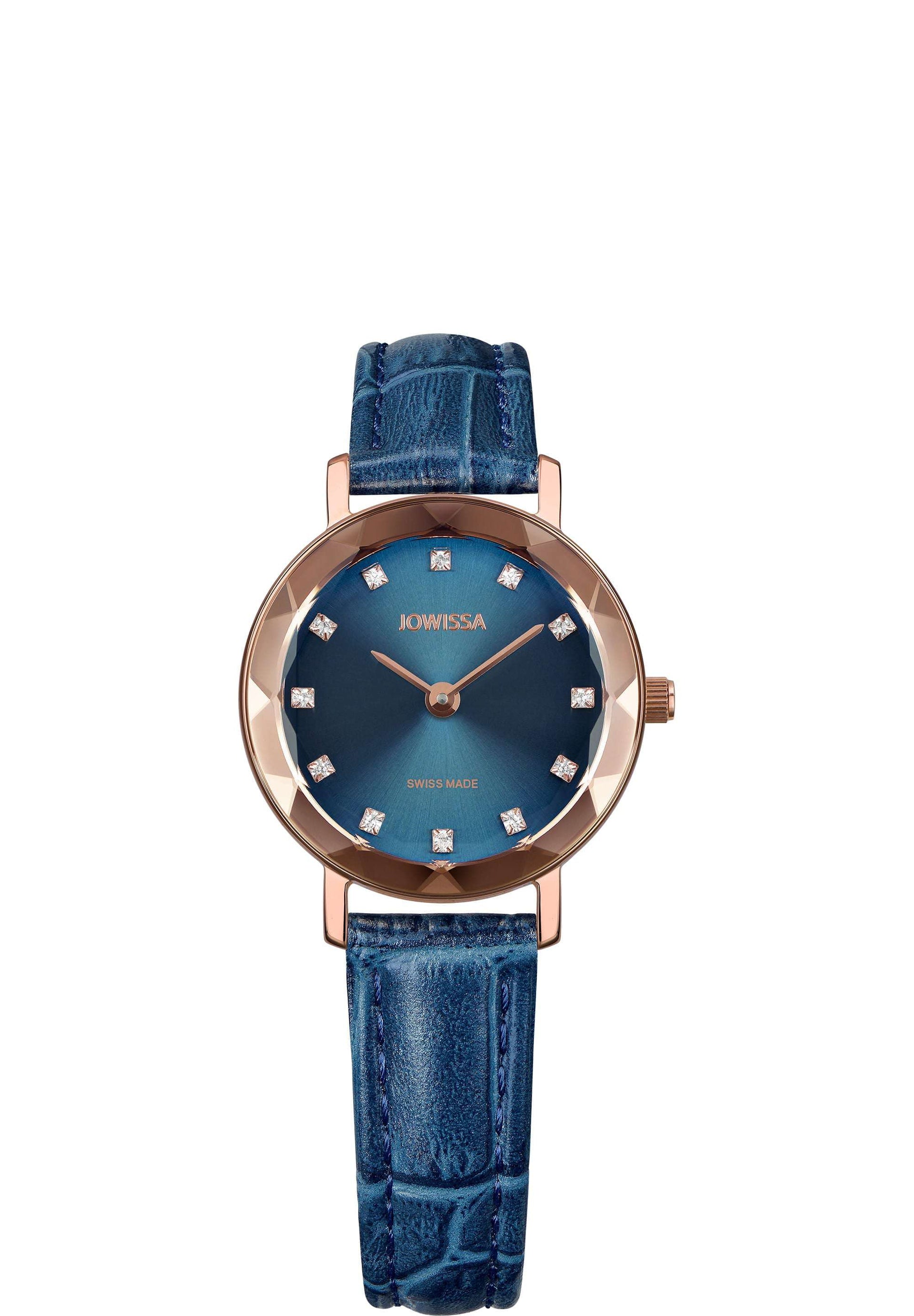 Rose-Gold Blue Elegant Swiss Womens Watch 26mm Aura – Jowissa