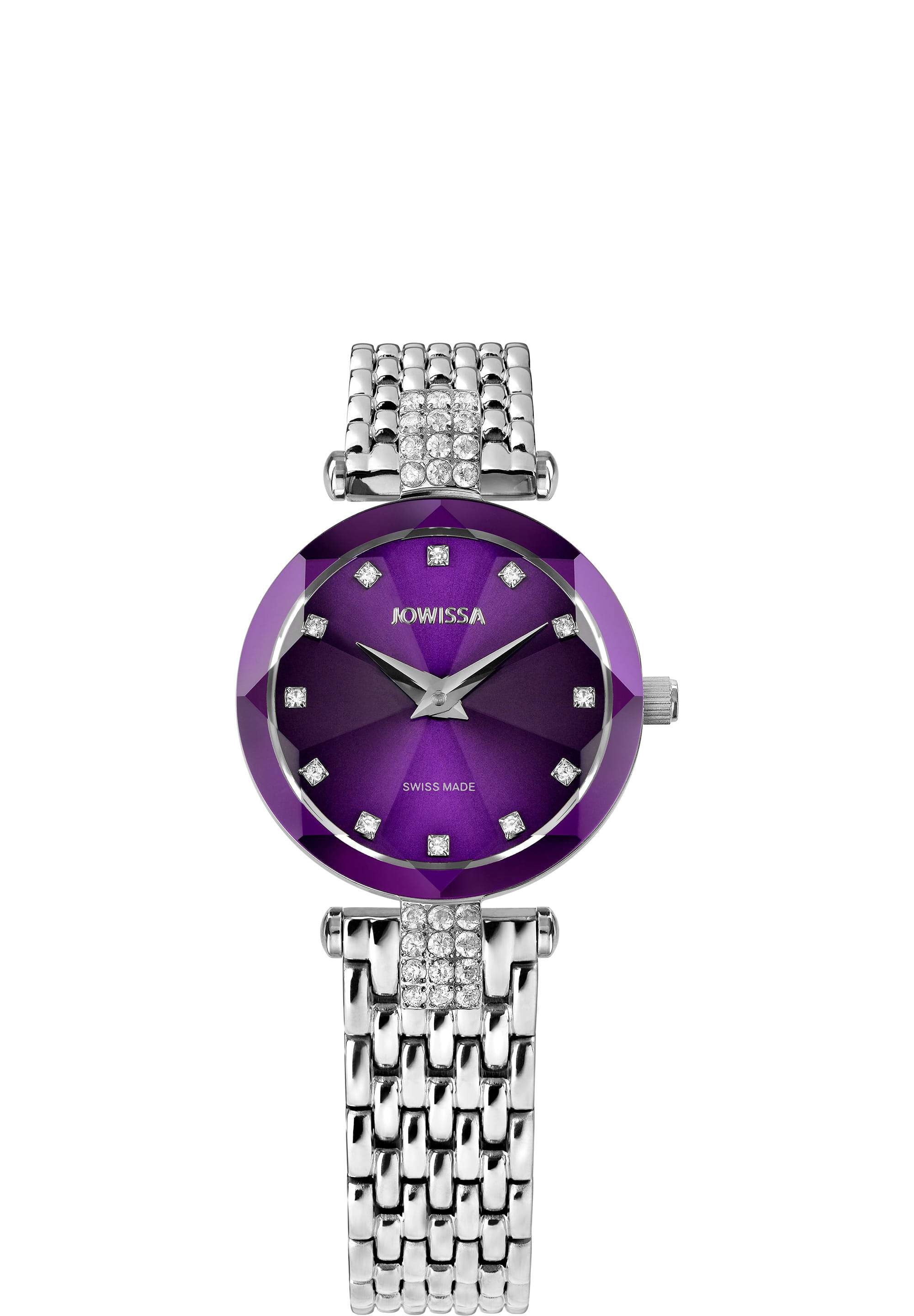 J5.786.S swiss ladies watch - with silver strap and purple dial - all swiss made watch for women