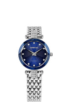 Montre suisse bleue pour femme - montre argentée à cadran bleu - fabrication suisse.