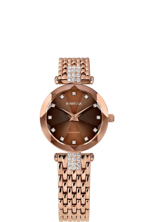 Gold swiss watch for women - the watch has gold strap and brown mixed with gold dial - all swiss made for women