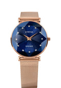 Blue swiss watch for ladies with gold strap and blue dial with gold details - womens blue watch all swiss made