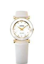 White facet watch for women and girls - swiss watch with white strap and white dial with gold details - all swiss made