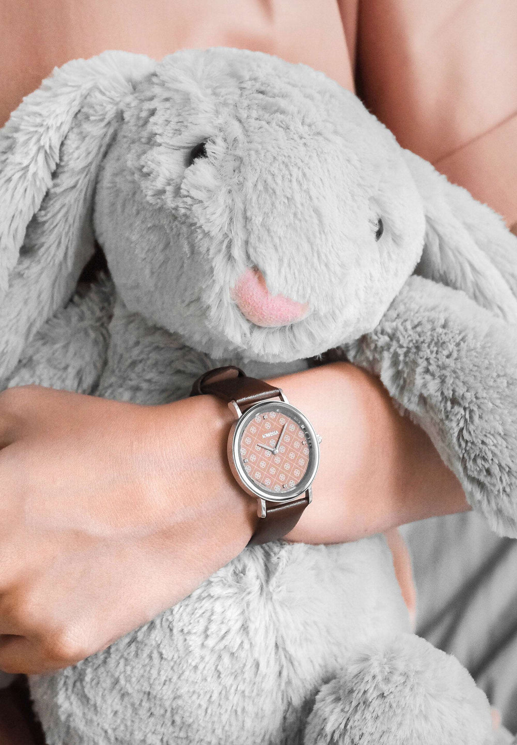brown modern Jowissa swiss ladies watch with a pattern dial and a brown leather watch band