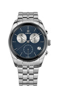 Silver swiss watch for men - has silver strap and blue dial - all swiss made watch for men