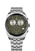 Silver swiss watch for men - has silver strap and green dial - all swiss made watch for men