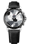 Black watch for men - swiss black watch with black strap and grey dial with white and black details - made in switzerland watch