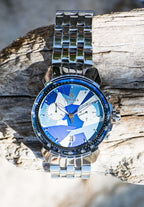 Silver watch for men - all swiss made with blue dial and silver strap - made for men watch