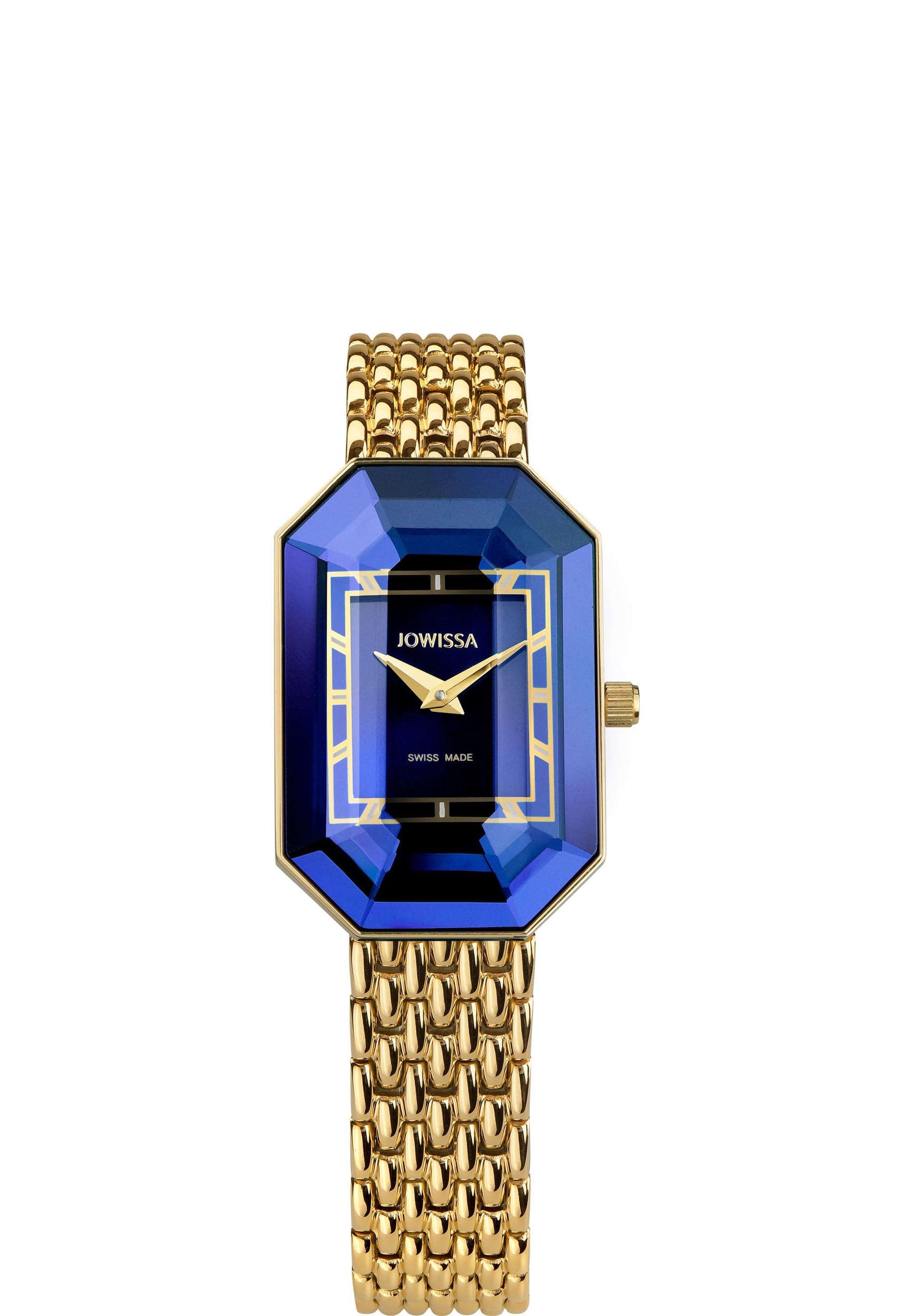 Gold Blue Woman Watch Swiss Made Facet Emerald – Jowissa