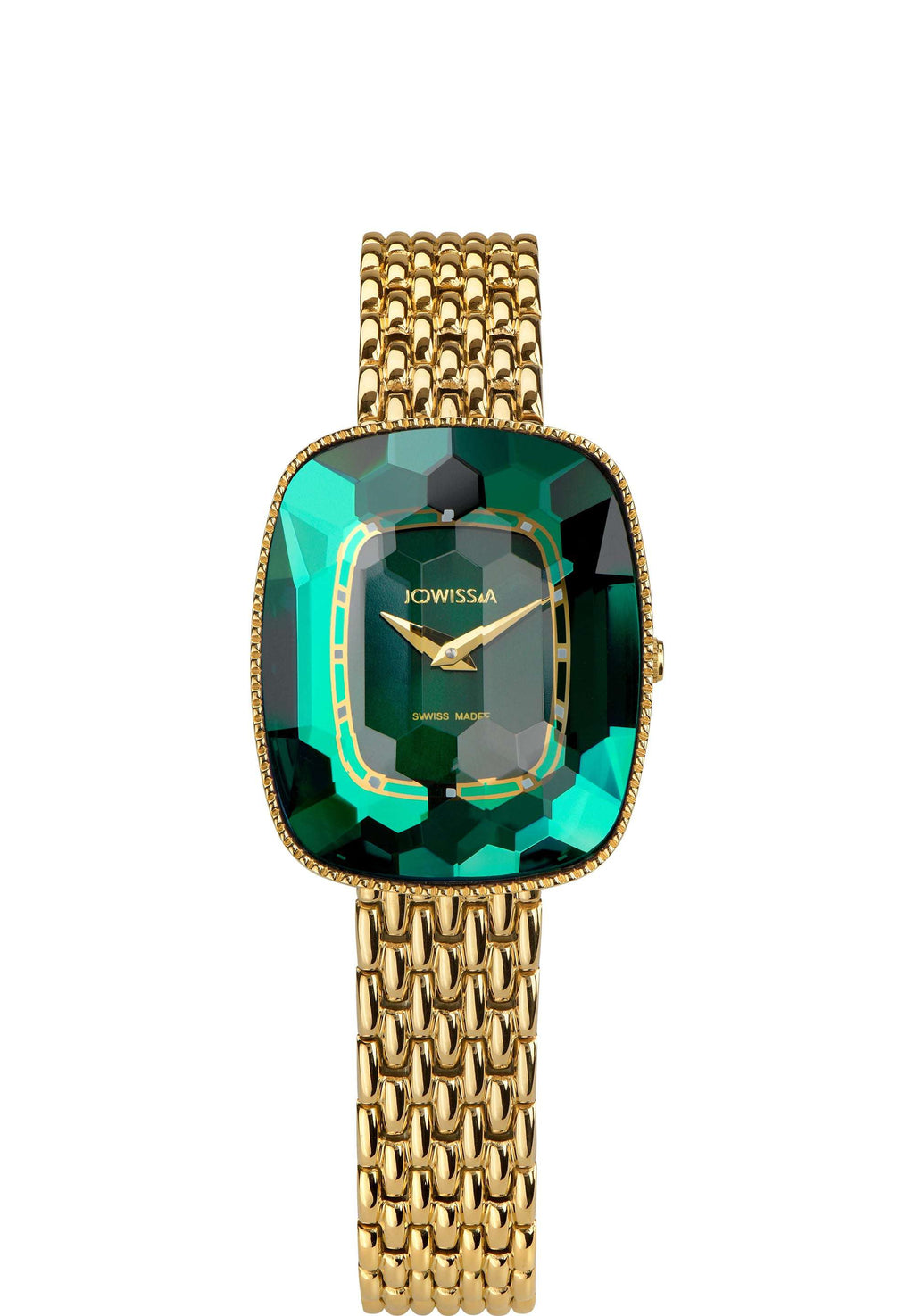 Swiss green watch for women - all swiss made watch for ladies - with gold strap and green dial