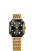 Jowissa Facet Radiant gold watch for ladies - all swiss made watch for women with gold strap and black dial