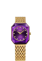 Gold and purple swiss watch for ladies - all swiss made watch with purple dial and gold strap
