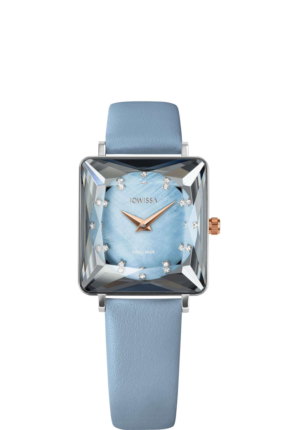 J8.100.M swiss ladies watch with blue leather strap and blue dial - all swiss made watch for women