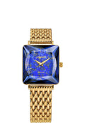 J5.775.M swiss womens watch with gold strap and blue dial with gold details - all swiss made