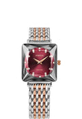 J8.778.M swiss womens watch with silver and gold strap and red dial - all swiss made watch for ladies