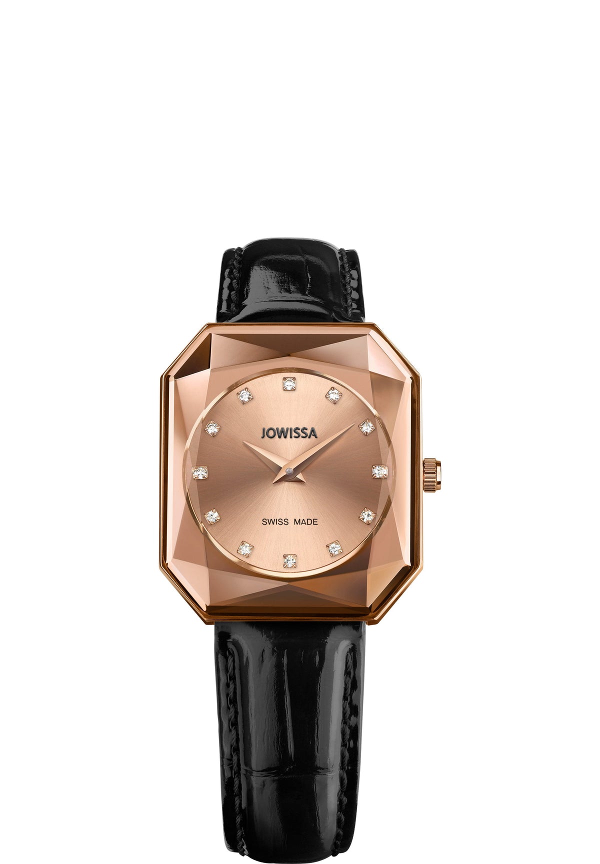 J8.790.M swiss gold watch for women - with black leather strap and gold dial - all swiss made watch for ladies