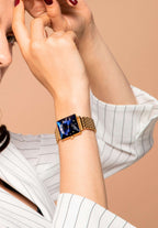Swiss ladies watch with gold strap and blue dial - blue watch for women all swiss made