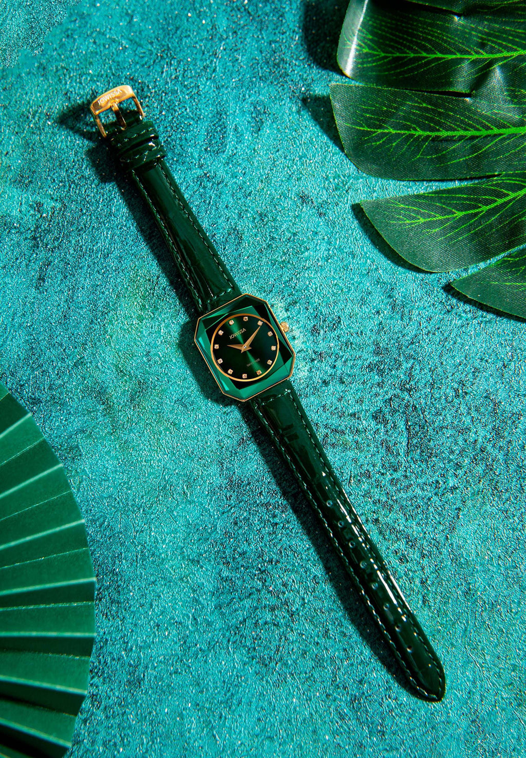 Green swiss watch for women with green strap and dial - all swiss made watch for ladies