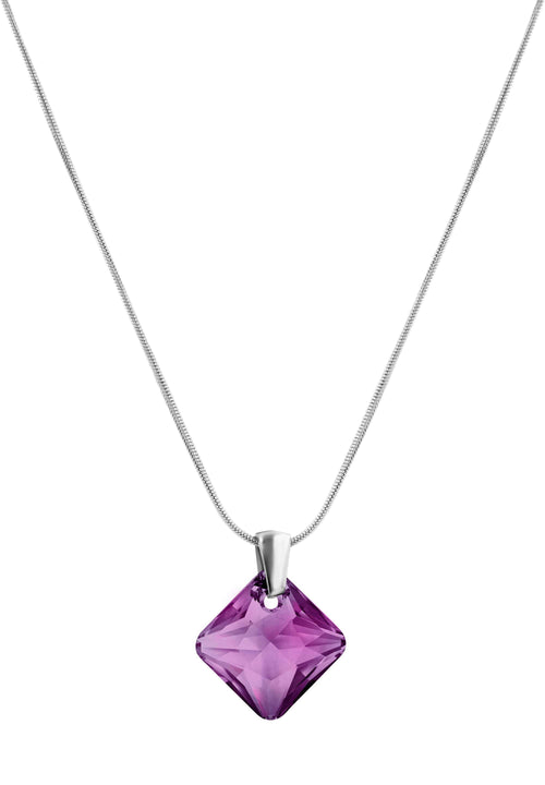 Front Image of Facet Princess | Womens | Necklace | Stainless Steel | silver | purple Stone | Fashion Jewelry | JS.0032 | Jowissa | Austrian Crystal