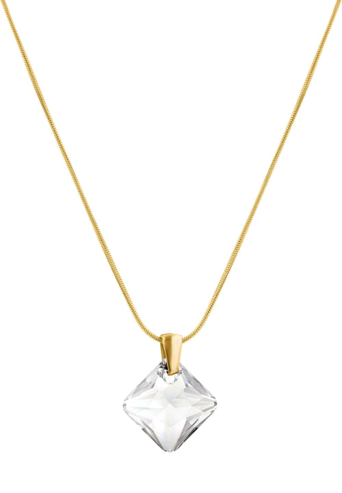 Front Image of Facet Princess | Womens | Necklace | Stainless Steel | gold | white Stone | Fashion Jewelry | JS.0036 | Jowissa | Austrian Crystal