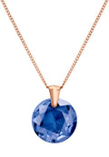 Front Image of Facet Brilliant | Womens | Necklace | Stainless Steel | rose-gold | blue Stone | Fashion Jewelry | JS.0038 | Jowissa | Austrian Crystal