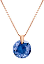 Front Image of Facet Brilliant | Womens | Necklace | Stainless Steel | rose-gold | blue Stone | Fashion Jewelry | JS.0038 | Jowissa | Austrian Crystal