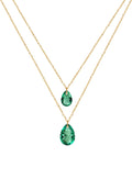 Front Image of Facet Pear | Womens | Necklace | Stainless Steel | gold | green Stone | Fashion Jewelry | JS.0049 | Jowissa | Austrian Crystal