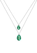Front Image of Facet Pear | Womens | Necklace | Stainless Steel | silver | green Stone | Fashion Jewelry | JS.0050 | Jowissa | Austrian Crystal