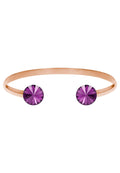 Front Image of Facet Pyramid | Womens | Bracelet | Stainless Steel | rose-gold | purple Stone | Fashion Jewelry | JS.0067.S | Jowissa | Austrian Crystal
